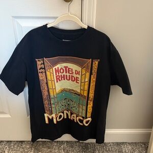 Rhude Black T-Shirt with Graphic Design